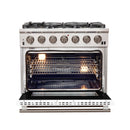 Forno 36" Capriasca Gas Range with 6 Burners and Convection Oven in Stainless Steel with White Door (FFSGS6260-36WHT) Ranges Forno 