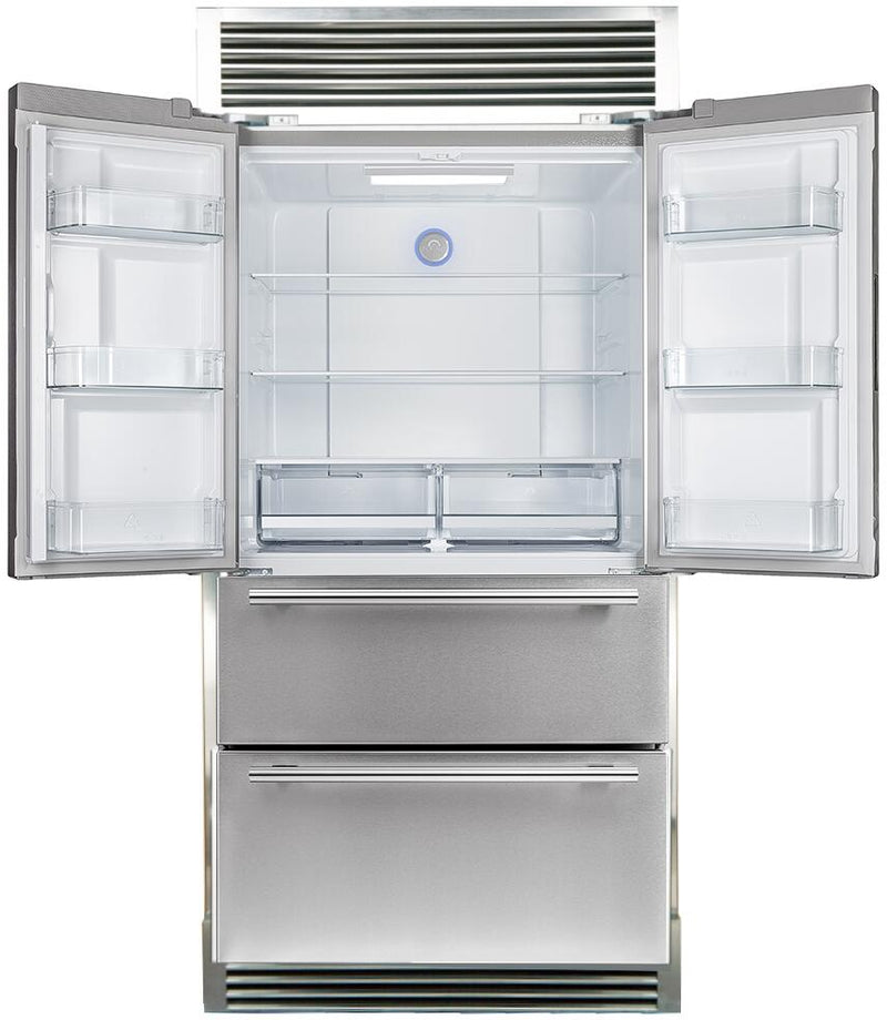 Forno 36" French Door Refrigerator - 19 cu.ft with Double Freezer Drawer and Ice Maker - with Custom Grill (FFRBI1820-40SG) Refrigerators Forno 