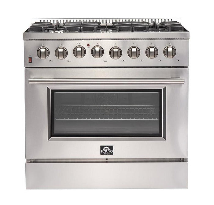 Forno 36-Inch Galiano Dual Fuel Range with 6 Gas Burners, 240v Electri