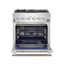 Forno 4-Piece Pro Appliance Package - 30" Gas Range, 36" Refrigerator with Water Dispenser, Microwave Drawer, & 3-Rack Dishwasher in Stainless Steel Appliance Package Forno 