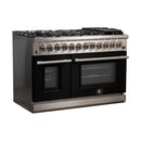 Forno 48" Capriasca Dual Fuel Range with 8 Gas Burners and 240v Electric Oven in Stainless Steel with Black Door (FFSGS6187-48BLK) Ranges Forno 