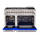 Forno 48" Capriasca Dual Fuel Range with 8 Gas Burners and 240v Electric Oven in Stainless Steel with Blue Door (FFSGS6187-48BLU) Ranges Forno 
