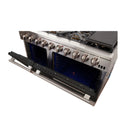 Forno 48" Capriasca Gas Range with 8 Gas Burners and Convection Oven in Stainless Steel with Black Door (FFSGS6260-48BLK) Ranges Forno 