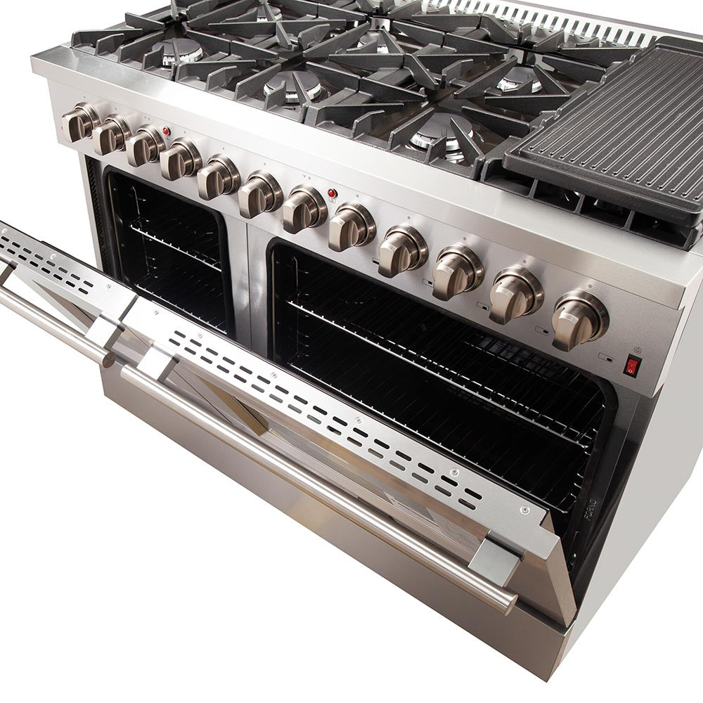 48 In Cooktop Forno 48-Inch Galiano Dual Fuel Range - Gas Cooktop with 240v Electric