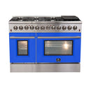 Forno 48" Galiano Dual Fuel Range with 8 Gas Burners and 240v Electric Oven in Stainless Steel with Blue Door (FFSGS6156-48BLU) Ranges Forno 