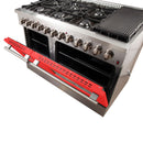 Forno 48" Galiano Dual Fuel Range with 8 Gas Burners and 240v Electric Oven in Stainless Steel with Door (FFSGS6156-48RED) Ranges Forno 