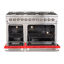 Forno 48" Galiano Dual Fuel Range with 8 Gas Burners and 240v Electric Oven in Stainless Steel with Door (FFSGS6156-48RED) Ranges Forno 