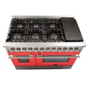 Forno 48" Galiano Dual Fuel Range with 8 Gas Burners and 240v Electric Oven in Stainless Steel with Door (FFSGS6156-48RED) Ranges Forno 