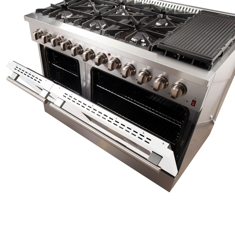 Forno 48" Galiano Dual Fuel Range with 8 Gas Burners and 240v Electric Oven in Stainless Steel with White Door (FFSGS6156-48WHT) Ranges Forno 