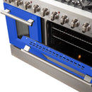 Forno 48" Galiano Gas Range with 8 Gas Burners and Convection Oven in Stainless Steel with Blue Door (FFSGS6244-48BLU) Ranges Forno 