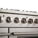 Forno 5-Piece Appliance Package - 48" Gas Range, 36" Refrigerator with Water Dispenser, Wall Mount Hood with Backsplash, Microwave Oven, & 3-Rack Dishwasher in Stainless Steel Appliance Package Forno 