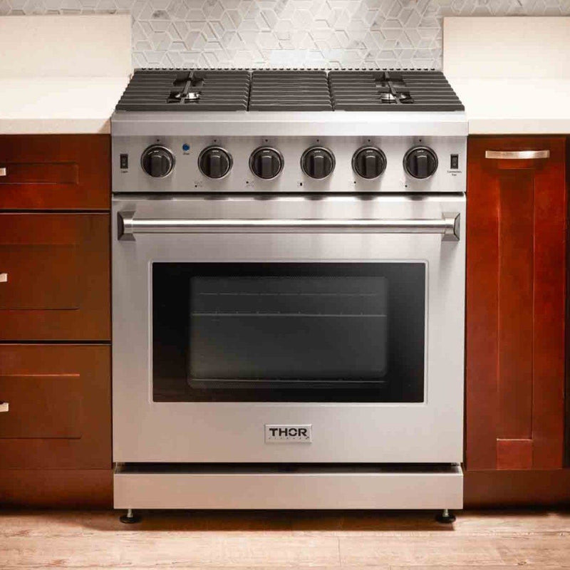 Thor Kitchen 2-Piece Appliance Package - 30" Gas Range & Premium Under Cabinet Hood in Stainless Steel Appliance Package Thor Kitchen 