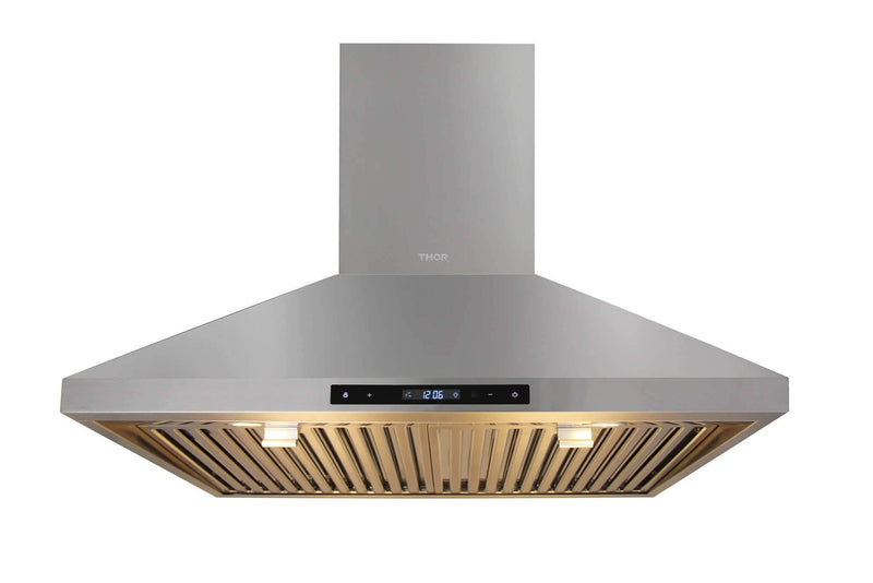 Thor Kitchen 2-Piece Appliance Package - 36" Electric Range and Wall Mount Hood in Stainless Steel Appliance Package Thor Kitchen 