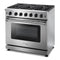 Thor Kitchen 2-Piece Appliance Package - 36" Gas Range & Premium Wall Mount Hood in Stainless Steel Appliance Package Thor Kitchen 