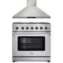 Thor Kitchen 2-Piece Appliance Package - 36" Gas Range & Premium Wall Mount Hood in Stainless Steel Appliance Package Thor Kitchen 