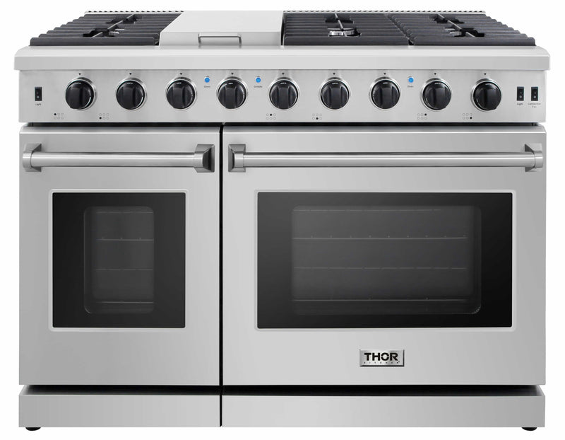 Thor Kitchen 2-Piece Appliance Package - 48" Gas Range & Premium Hood in Stainless Steel Appliance Package Thor Kitchen 