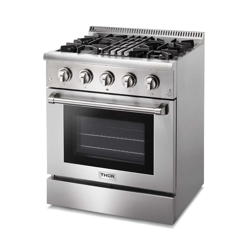 Thor Kitchen 2-Piece Pro Appliance Package - 30" Dual Fuel Range & Premium Under Cabinet Hood in Stainless Steel Appliance Package Thor Kitchen 