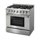 Thor Kitchen 2-Piece Pro Appliance Package - 36" Gas Range & Premium Wall Mount Hood in Stainless Steel Appliance Package Thor Kitchen 