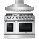 Thor Kitchen 2-Piece Pro Appliance Package - 48" Dual Fuel Range & Pro Wall Mount Hood in Stainless Steel Appliance Package Thor Kitchen 