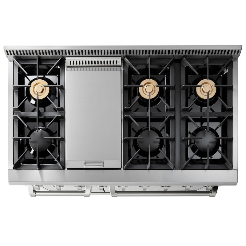 Thor Kitchen 2-Piece Pro Appliance Package - 48" Gas Range & Pro Wall Mount Hood in Stainless Steel Appliance Package Thor Kitchen 