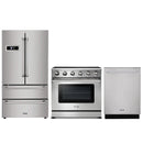 Thor Kitchen 3-Piece Appliance Package - 36" Electric Range, French Door Refrigerator, and Dishwasher in Stainless Steel Appliance Package Thor Kitchen 