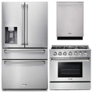 Thor Kitchen 3-Piece Pro Appliance Package - 36-Inch Gas Range, Dishwasher & Refrigerator with Water Dispenser in Stainless Steel Appliance Package Thor Kitchen 