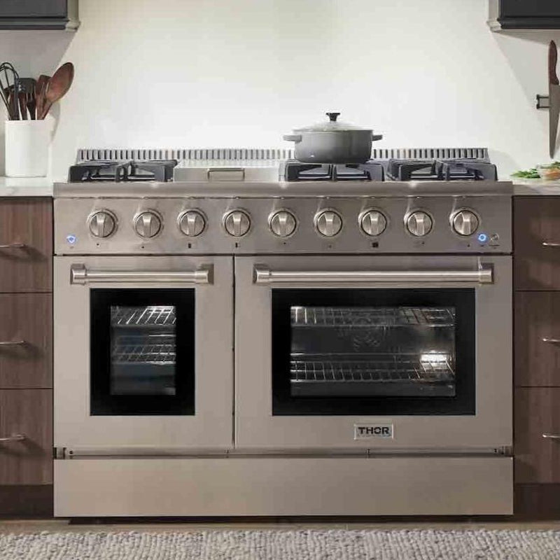 Thor Kitchen 3-Piece Pro Appliance Package - 48" Dual Fuel Range, Dishwasher & Refrigerator in Stainless Steel Appliance Package Thor Kitchen 