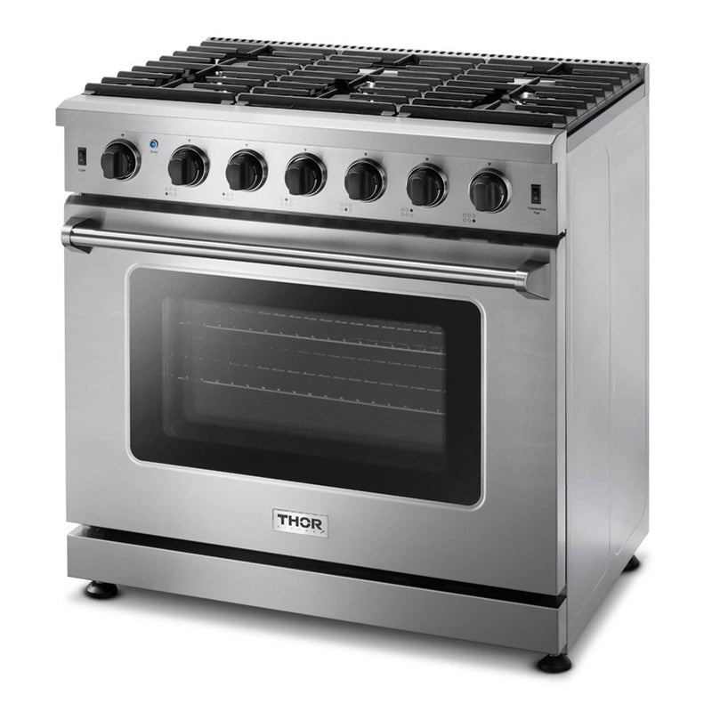 Thor Kitchen 36" 6.0 Cu. Ft Single Oven Professional Gas Range in Stainless Steel (LRG3601U)