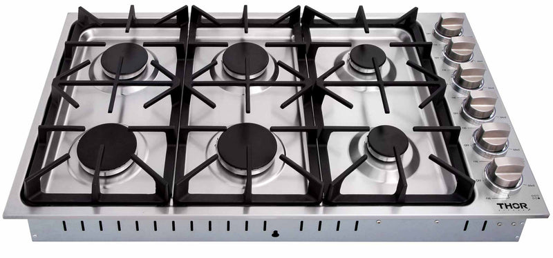 Thor Kitchen 36-Inch Professional Drop-In Gas Cooktop with Six Burners in Stainless Steel (TGC3601)