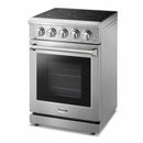 Thor Kitchen 4-Piece Appliance Package - 24-Inch Electric Range, Refrigerator with Water Dispenser, Under Cabinet Hood, & Dishwasher in Stainless Steel Appliance Package Thor Kitchen 