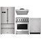 Thor Kitchen 4-Piece Appliance Package - 30" Gas Range, French Door Refrigerator, Under Cabinet Hood and Dishwasher in Stainless Steel Appliance Package Thor Kitchen 