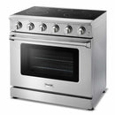 Thor Kitchen 4-Piece Appliance Package - 36" Electric Range, French Door Refrigerator, Under Cabinet Hood, and Dishwasher in Stainless Steel Appliance Package Thor Kitchen 