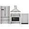 Thor Kitchen 4-Piece Appliance Package - 36" Gas Range, Refrigerator, Wall Mount Hood, and Dishwasher in Stainless Steel