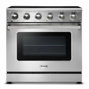 Thor Kitchen 4-Piece Appliance Package - 36-Inch Electric Range, Refrigerator with Water Dispenser, Dishwasher, & Microwave Drawer in Stainless Steel Appliance Package Thor Kitchen 