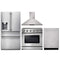 Thor Kitchen 4-Piece Appliance Package - 36-Inch Electric Range, Refrigerator with Water Dispenser, Wall Mount Hood, & Dishwasher in Stainless Steel Appliance Package Thor Kitchen 