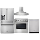 Thor Kitchen 4-Piece Appliance Package - 36-Inch Electric Range, Refrigerator with Water Dispenser, Wall Mount Hood, & Dishwasher in Stainless Steel Appliance Package Thor Kitchen Natural Pro Style 