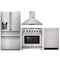 Thor Kitchen 4-Piece Appliance Package - 36-Inch Gas Range, Refrigerator with Water Dispenser, Wall Mount Hood, & Dishwasher in Stainless Steel Appliance Package Thor Kitchen 