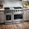 Thor Kitchen 4-Piece Appliance Package - 48" Gas Range, French Door Refrigerator, Dishwasher, and Microwave Drawer in Stainless Steel Appliance Package Thor Kitchen 