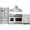 Thor Kitchen 4-Piece Appliance Package - 48" Gas Range, Pro Wall Mount Hood, French Door Refrigerator, and Dishwasher in Stainless Steel Appliance Package Thor Kitchen 