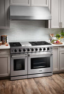 Thor Kitchen 4-Piece Appliance Package - 48-Inch Gas Range, Refrigerator with Water Dispenser, & Dishwasher in Stainless Steel Appliance Package Thor Kitchen 