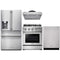 Thor Kitchen 4-Piece Pro Appliance Package - 30-Inch Gas Range, Refrigerator with Water Dispenser, Under Cabinet Hood & Dishwasher in Stainless Steel Appliance Package Thor Kitchen 