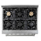 Thor Kitchen 4-Piece Pro Appliance Package - 36" Dual Fuel Range, French Door Refrigerator, Dishwasher, and Microwave Drawer in Stainless Steel Appliance Package Thor Kitchen 