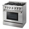 Thor Kitchen 4-Piece Pro Appliance Package - 36" Dual Fuel Range, French Door Refrigerator, Under Cabinet Hood and Dishwasher in Stainless Steel Appliance Package Thor Kitchen 