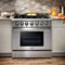 Thor Kitchen 4-Piece Pro Appliance Package - 36-Inch Dual Fuel Range, Refrigerator with Water Dispenser, Dishwasher, & Microwave Drawer in Stainless Steel Appliance Package Thor Kitchen 