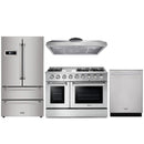 Thor Kitchen 4-Piece Pro Appliance Package - 48" Gas Range, French Door Refrigerator, and Dishwasher in Stainless Steel Appliance Package Thor Kitchen Natural Gas 11" Height 
