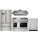 Thor Kitchen 4-Piece Pro Appliance Package - 48" Gas Range, French Door Refrigerator, and Dishwasher in Stainless Steel Appliance Package Thor Kitchen Natural Gas 16.54" Height 