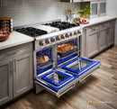 Thor Kitchen 4-Piece Pro Appliance Package - 48-Inch Gas Range, Refrigerator with Water Dispenser, Dishwasher, & Microwave Drawer in Stainless Steel Appliance Package Thor Kitchen 