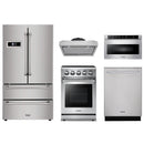 Thor Kitchen 5-Piece Appliance Package - 24" Electric Range, French Door Refrigerator, Under Cabinet Hood, Dishwasher, and Microwave Drawer in Stainless Steel Appliance Package Thor Kitchen 