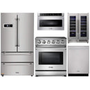 Thor Kitchen 5-Piece Appliance Package - 30" Electric Range, French Door Refrigerator, Dishwasher, Microwave Drawer, & Wine Cooler in Stainless Steel Appliance Package Thor Kitchen 