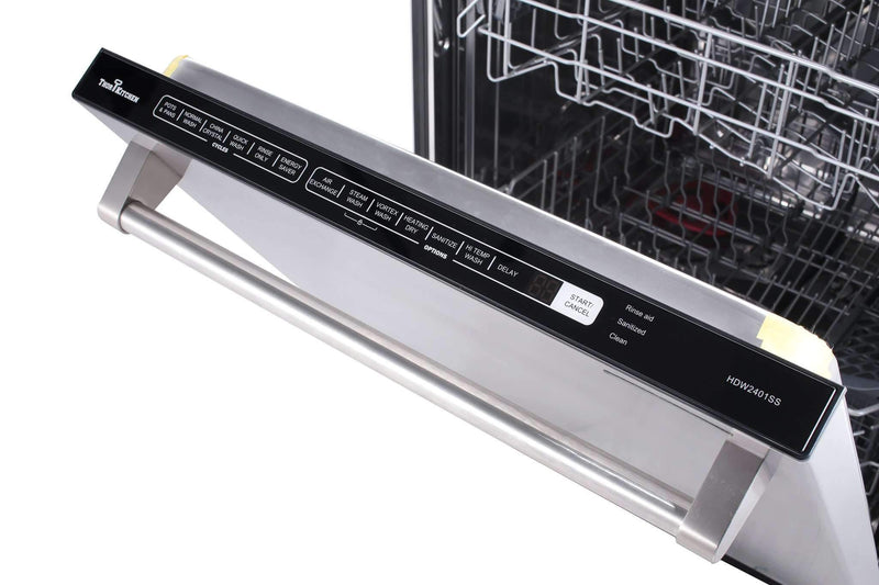 Thor Kitchen 5-Piece Appliance Package - 30" Electric Range, French Door Refrigerator, Under Cabinet Hood, Dishwasher, & Wine Cooler in Stainless Steel Appliance Package Thor Kitchen 